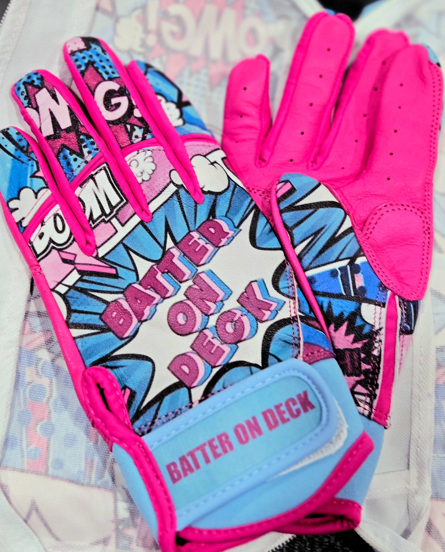 Batter On Deck Pink Edition Short Cuff Batting Gloves w/Bag