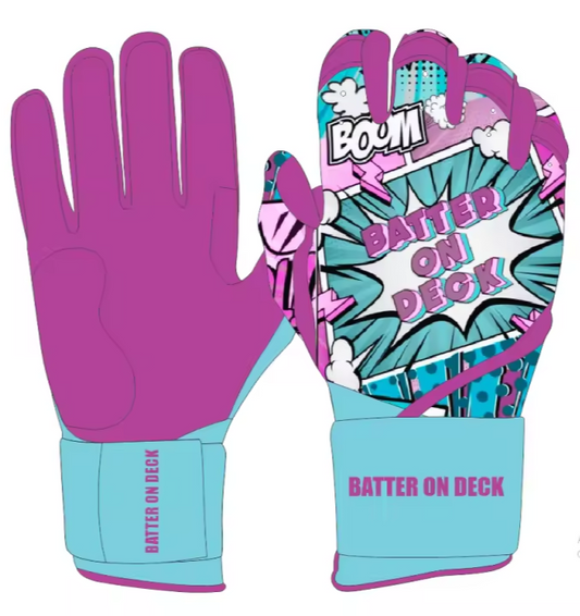 Batter On Deck Pink Edition Long Cuff Batting Gloves w/Bag