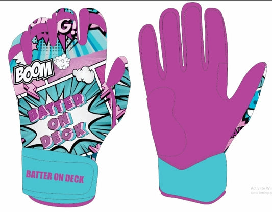 Batter On Deck Pink Edition Short Cuff Batting Gloves w/Bag